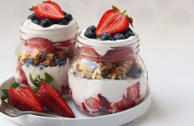 Gut-Friendly Red, White and Blue Parfait